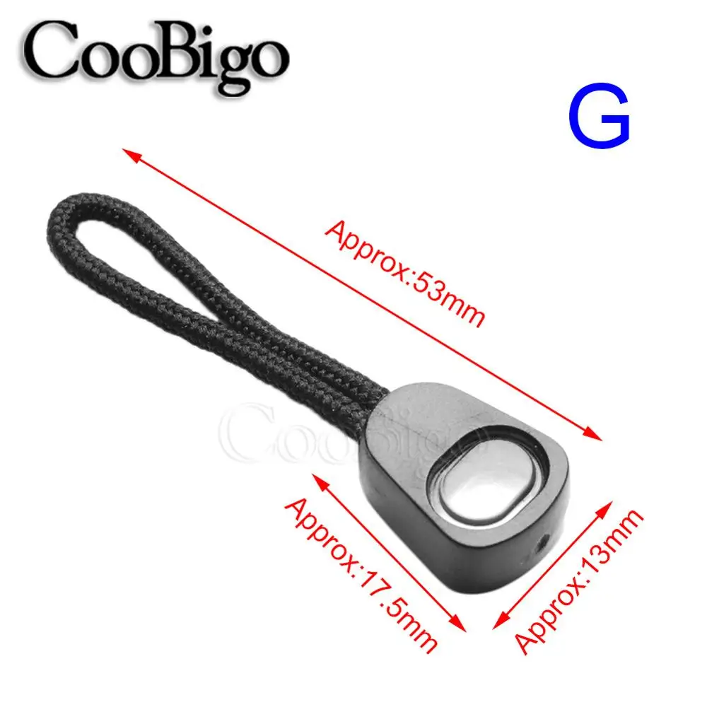 Style G 50 шт. пластик черный Мульти Стиль молния Тянет Шнур Концы Ремень Лариат для наружного рюкзака одежда мешок DIY молнии запчасти - Цвет: Style G