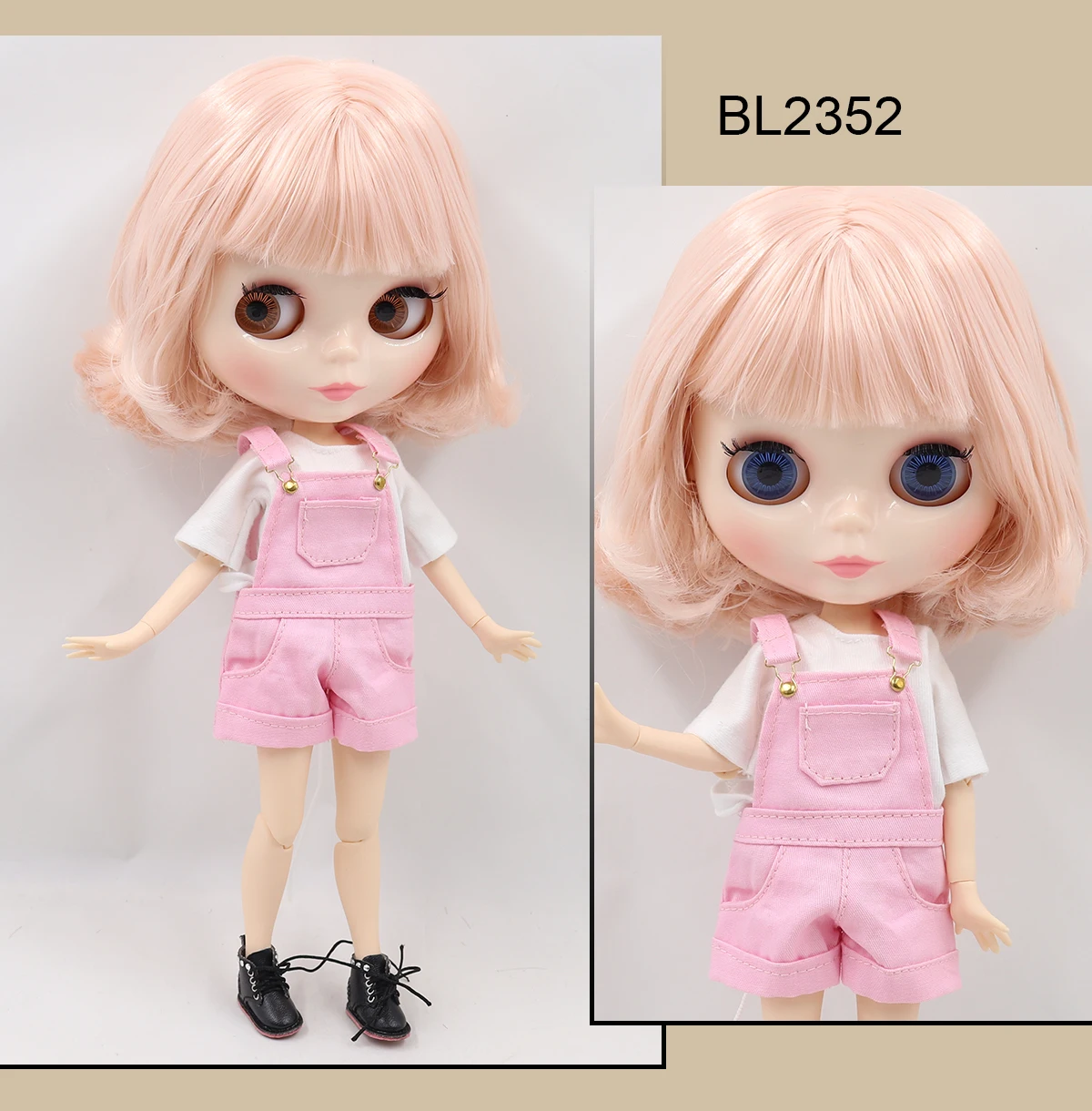 Neo Blythe Doll with Pink Hair, White Skin, Shiny Cute Face & Custom Jointed Body 1
