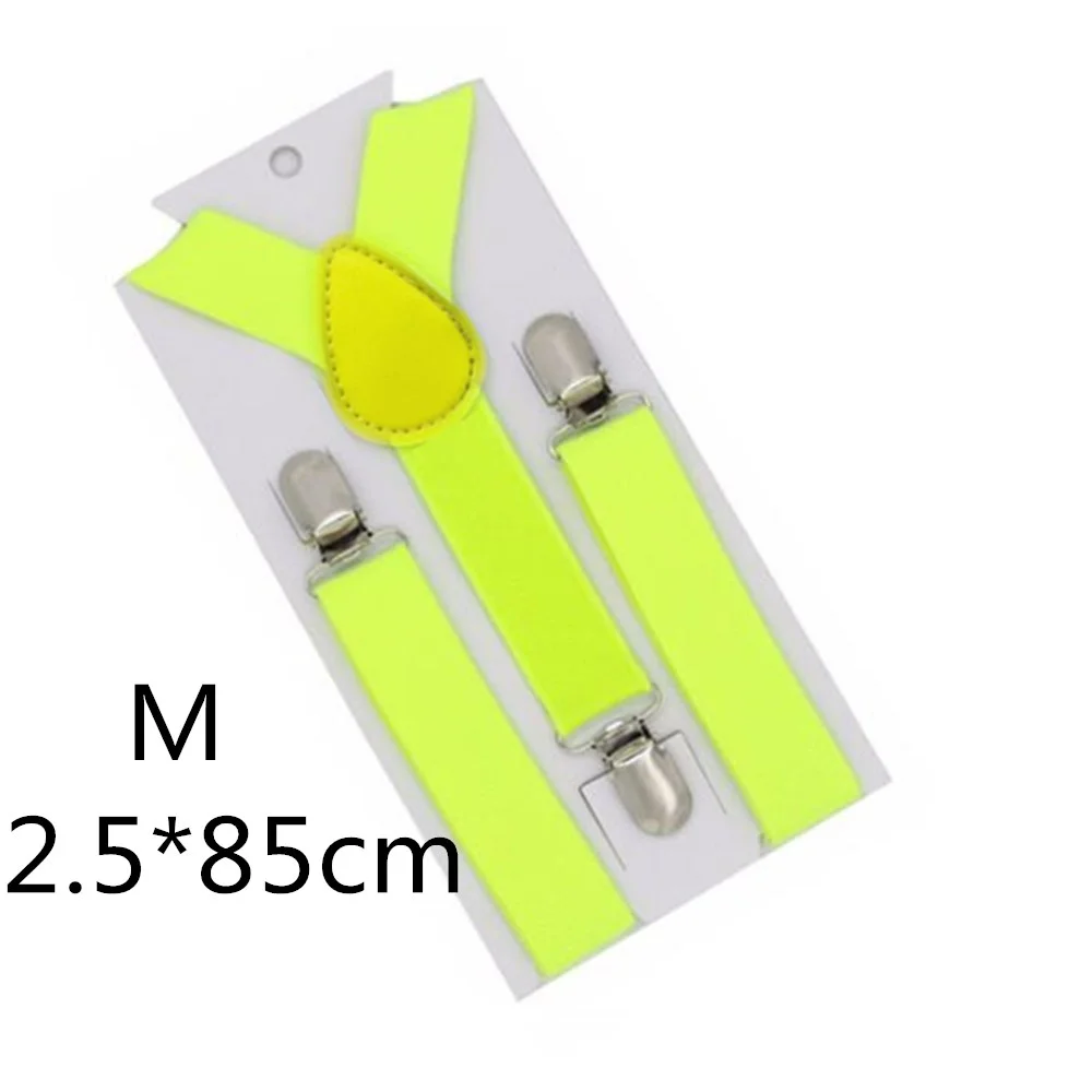 Fluo yellow-85cm Подтяжки для родителей и детей черного, зеленого, желтого цвета, для мужчин, женщин, мальчиков и девочек, эластичные регулируемые Детские подтяжки, аксессуары унисекс - Цвет: Fluo yellow-85cm