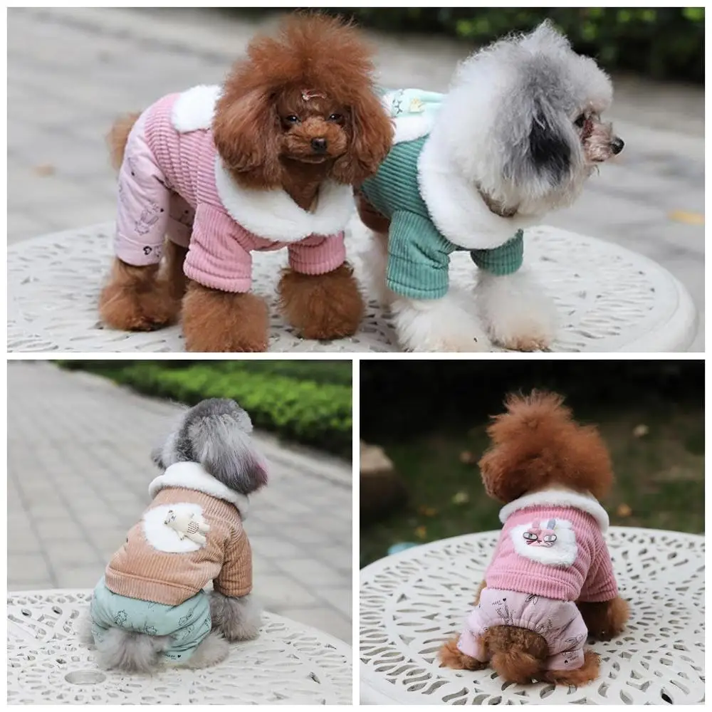 개용 코듀로이 플리스 작업복, 테디, 따뜻한 겨울 개 옷, 스타, XS, S, M, L, XL