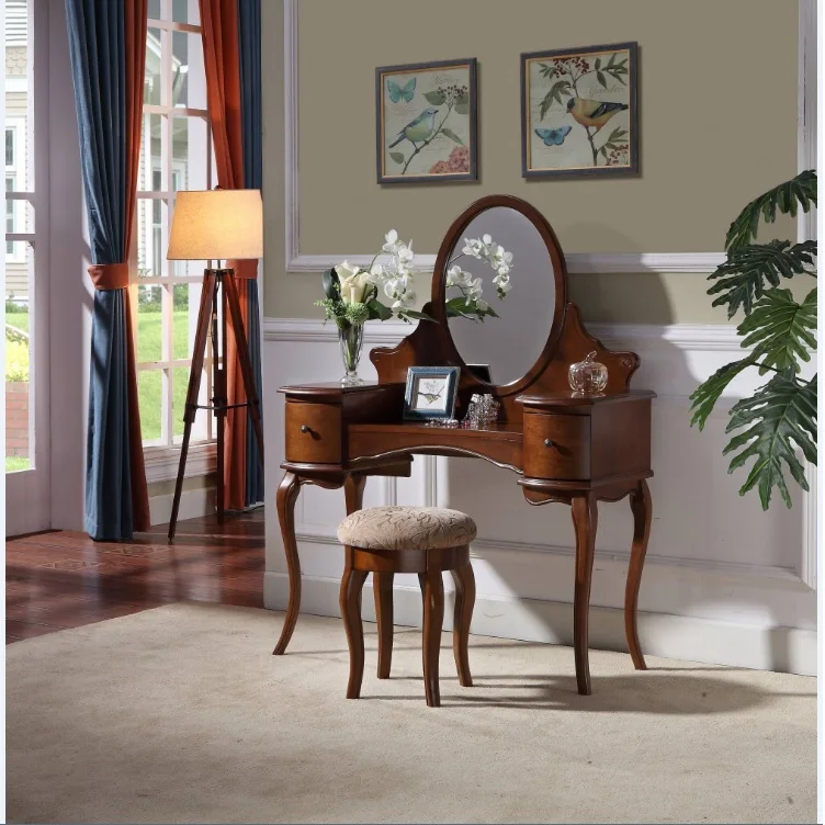 Классический американский стиль туалетный столик и столик для макияжа Набор стульев для спальни WA612 - Цвет: Dresser table