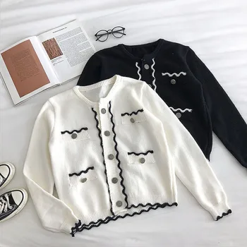 

is lazy wind on female outside the autumn/winter 2020 new knitting cardigan han edition joker loose long-sleeved jacket