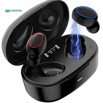 

A9 Wireless Bluetooth Earphone, Smart Press Bluetooth Earphone with LED Light and Digital Display Charging Compartment