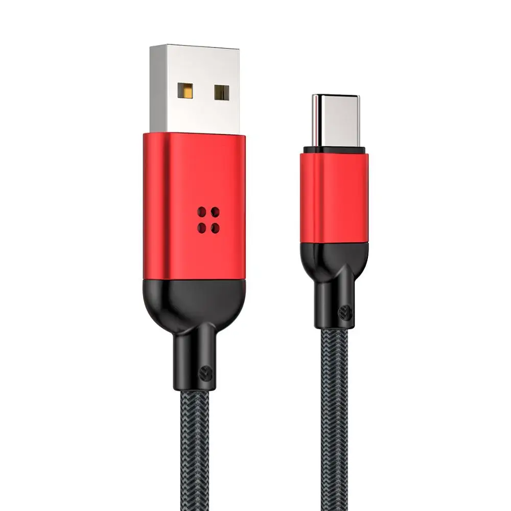 ROCK R6 светодиодный умный светящийся зарядный кабель usb type C для Iphone X 8 huawei Honor 9 Xiaomi