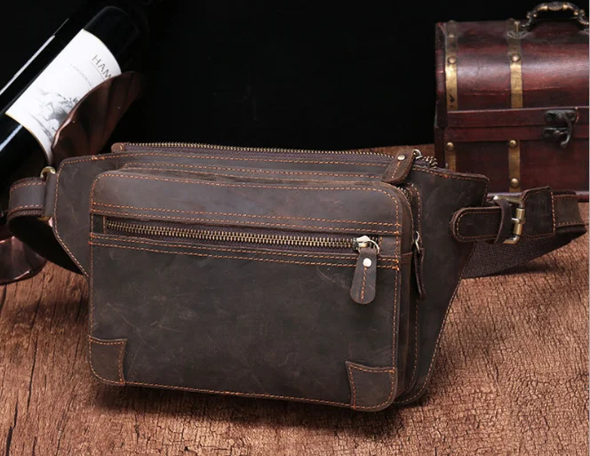 Dapper, натуральная кожа, на плечо, поясная сумка, мужская, для отдыха, спортивная, Воловья кожа, поясная сумка, винтажная, модная, мужская, s поясная сумка, Heuptas DF315 - Цвет: dark coffee