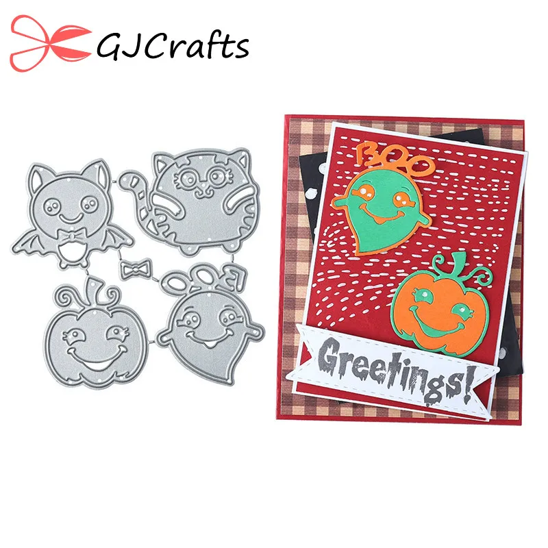 

GJCrafts Halloween Dies Boo Bat Metal Cutting Dies New 2019 for Card Making Scrapbooking Embossing Cut Gift Candle Craft Dies