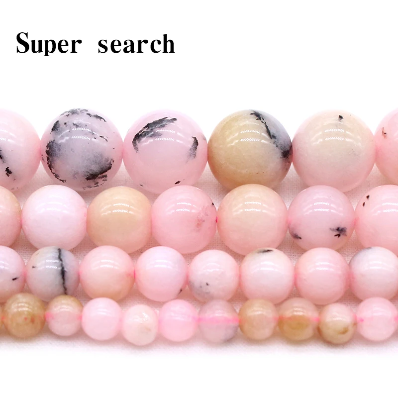 

Natural Stone Polish Round Pink Opal Loose Beads for Jewelry Making Diy Bracelet Pick Size4 6 8 10mm 15 Inches