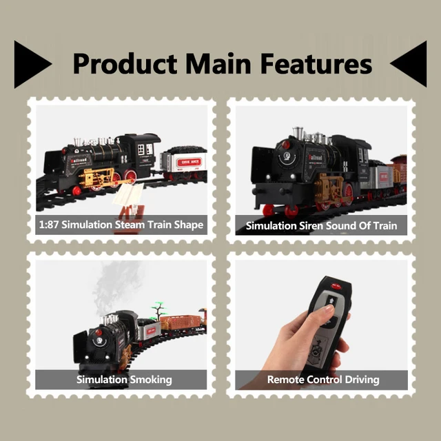666CM DIY Assembly Train Simulation Classic Spray Remote Control Locomotive Siren Sound Track Rich Scene Electric RC Train Toys 4
