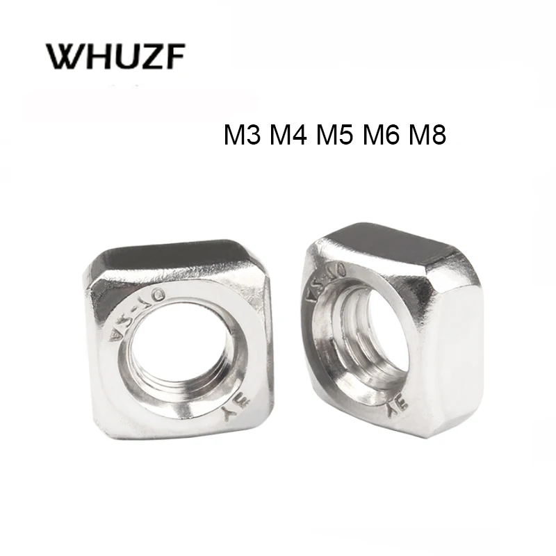 

20/50Pcs DIN557 GB39 A2-70 Metric Threaded Square Nuts M3 M4 M5 M6 M8 304 Stainless Steel Slide Nut HW052