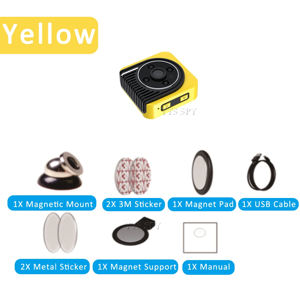 Yellow H5 Мини Wifi камера Магнитная нательная камера ночного видения широкоугольный датчик движения HD видео рекордер P2P Micro Cam поддержка Скрытая TF Ca - Цвет: Yellow