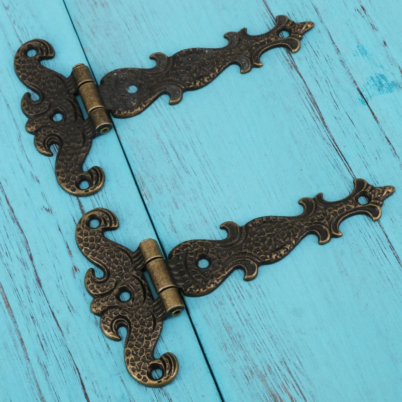 2Pcs Antique Decorative Hinges Bronze Box Hinges Jewelry Box Hardware