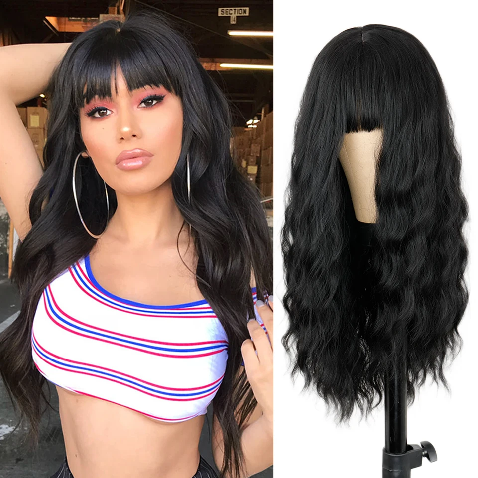 Synthetic wig Beautiful Long Wave Black Wig Synthetic Wig Color Wig Cosplay Wig Natural Black Wig Female