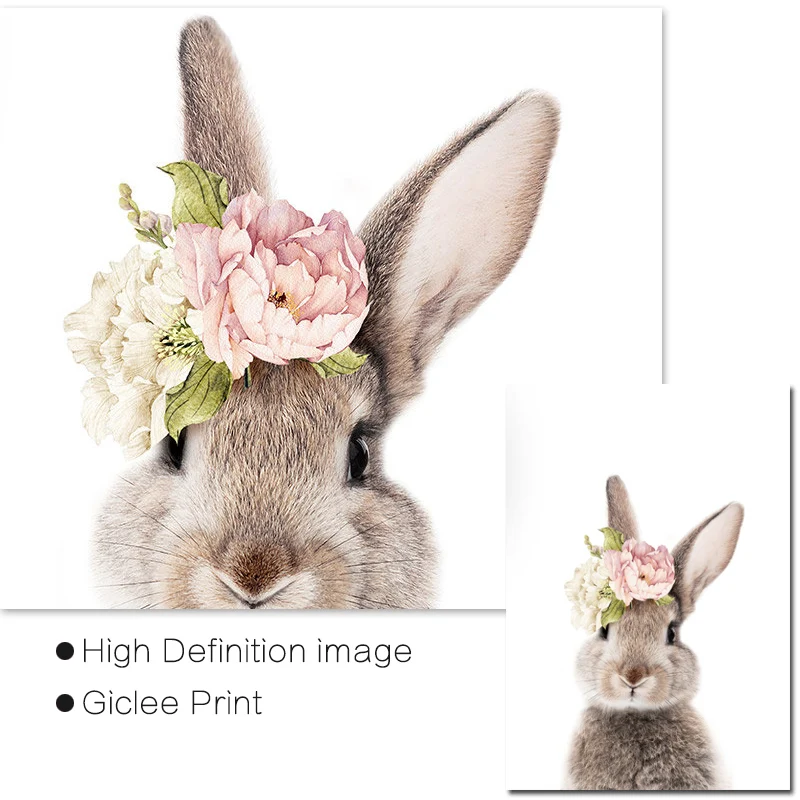 Настенная картина для детской комнаты декор спальни и девушек животное акварель