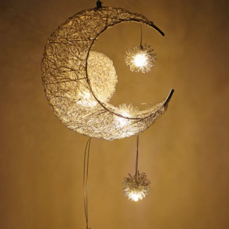 Современные подвесные потолочные светильники Луна Звезда Люстра для детской