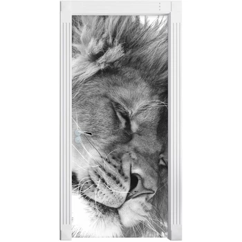 

Self Adhesive 3D Canvas Retro Lion Home Decor Door Stickers PVC Poster Print Art Picture Waterproof Wallpaper For Living Room