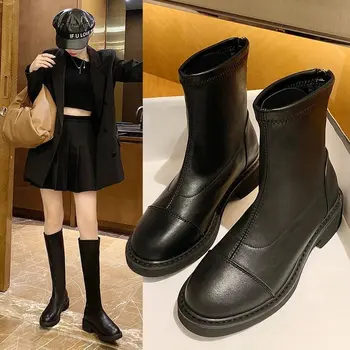 

Internet celebrity Korean Martin boots Women's 2020 Autumn fashion new fairy style casual flat back zipper boots