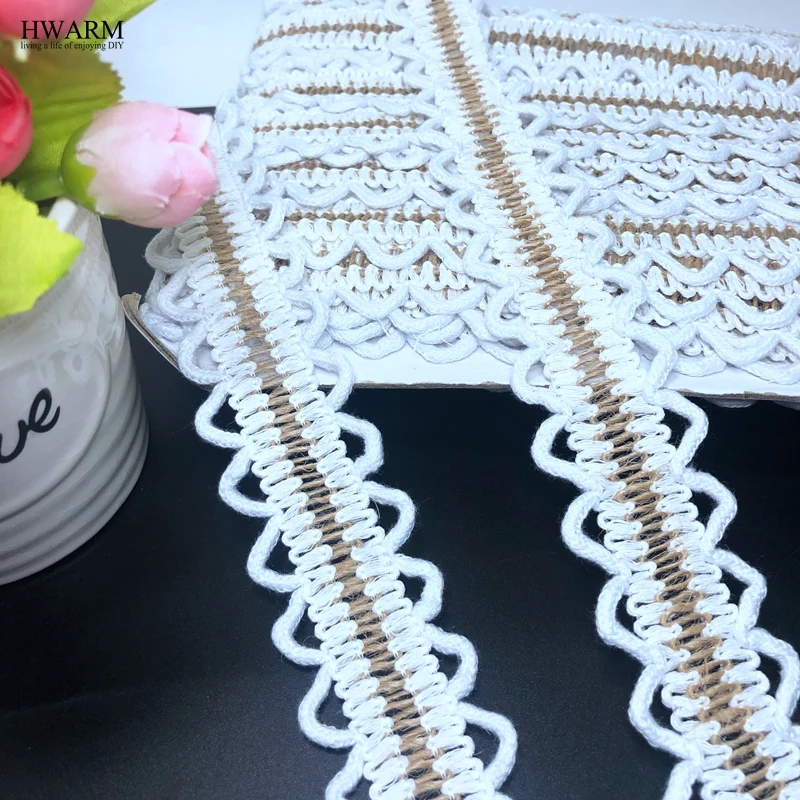 10Yard High Quality Linen Hemp white Elastic Lace Ribbon Trims christmas wedding decoration for home DIY handwork curtain pillow | Дом и сад