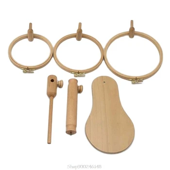 

360 Degree Rotation Stand Wood Embroidery Hoop Cross Stitch Needlework Ring Frame Adjustable 35-45cm S19 20 Dropship