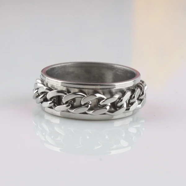 Высокое качество кольцо из стали и титана для мужчин с цепочкой в стиле мужское
