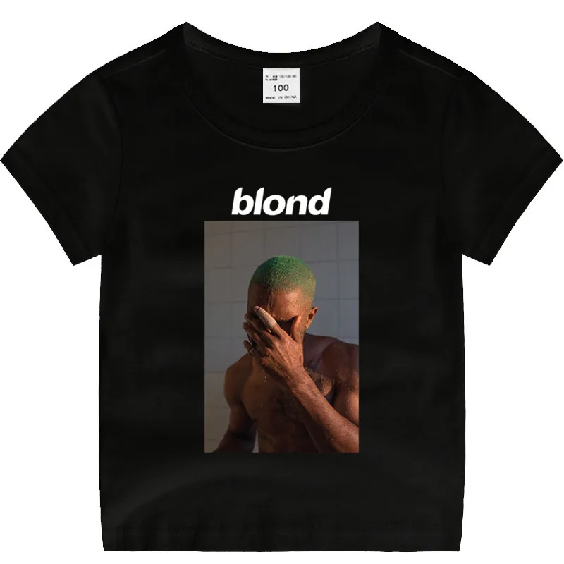 T99A-Black Маленький мальчик и девочек с рисунком в стиле аниме Рисунок Frank Ocean блондинка, хлопковая футболка, летняя детская одежда для рождественских праздников, футболка с изображением мультипликационных персонажей для детей футболка для малышей - Цвет: T99A-Black