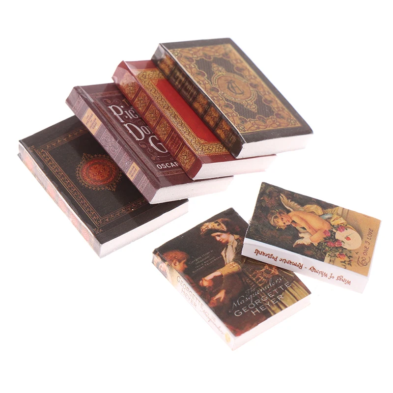 1/12 Dollhouse Vintage Miniature Book Model Notebook Doll House Furniture Decor 6Pcs/set