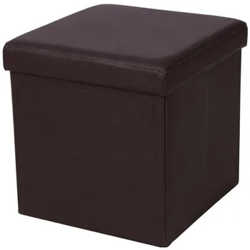 

PVC Leather Square Shape Footstool Foldable Water Resistant High Quality Storage Stool Home Storage Cabinet Black Brown Optional