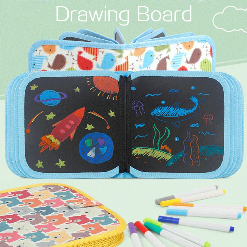 

Kids DIYDrawing Board Book With Water Magic Pen Blackboard Painting Doodle Coloring Learning Educational Toys For Children Gift
