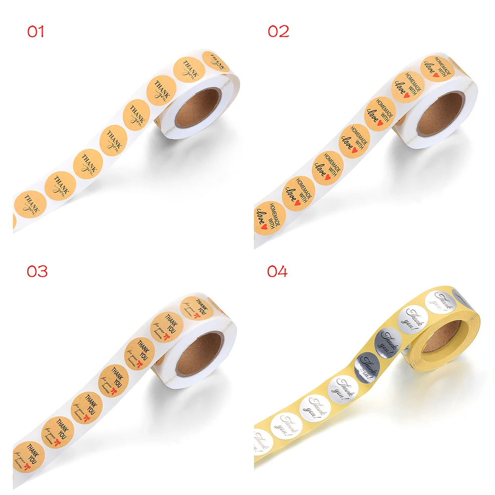 

500PCS/Set Merry Christmas Kraft Handmade Stickers Wedding Party Supplies Cards Box Package Thank You Label Sealing Stickers