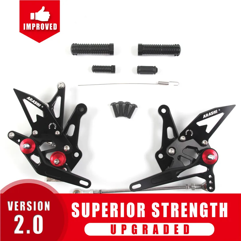 Black Регулируемая подставка для ног Arashi для KAWASAKI Z1000 Z 1000 Z1000SX CNC Rearset подножки задняя Подножки 14 15 16 алюминий - Цвет: Black