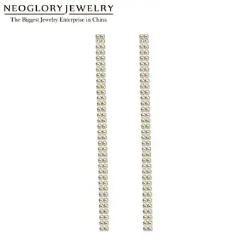 

Neoglory 925 Sterling Silver Taseel Earrings For Women Simple Jewelry For Wedding With Size Of 2MM CZ 2 Row 8cm