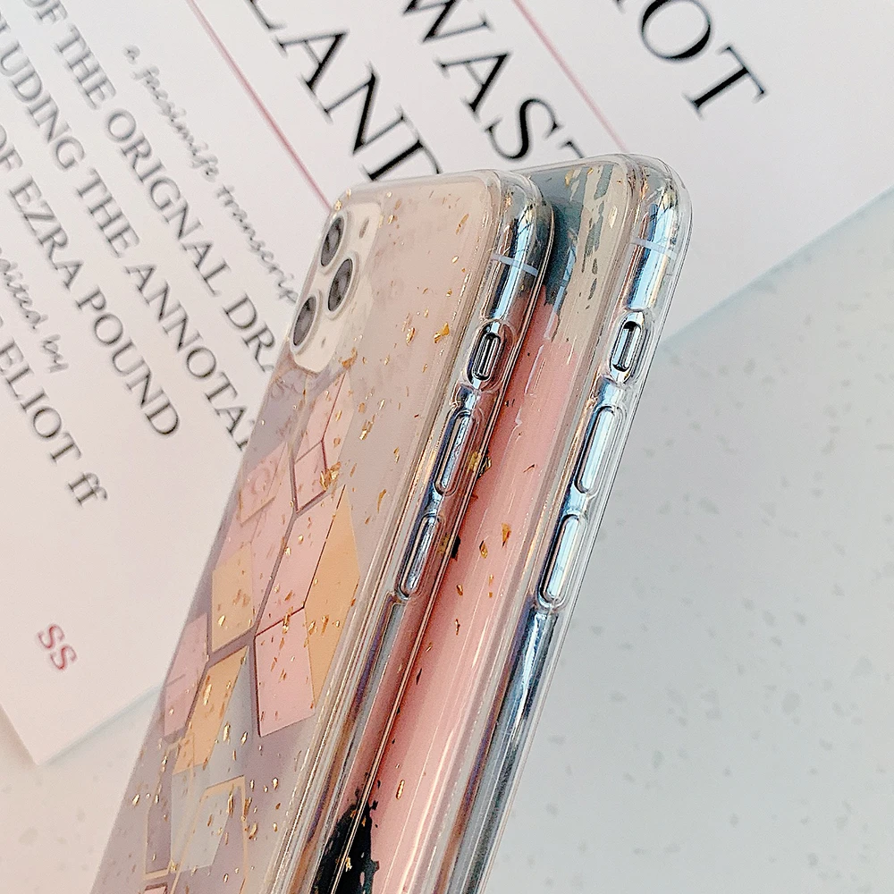 Золотой геометрический чехол для iPhone 12 Mini 11 Pro Max XR X XS 7 8 Plus Мягкий эпоксидный