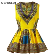 

Women's African Print Sleeveless Top Sexy Shirt Ankara Mini Skirt Top Traditional Casual Women's Wear