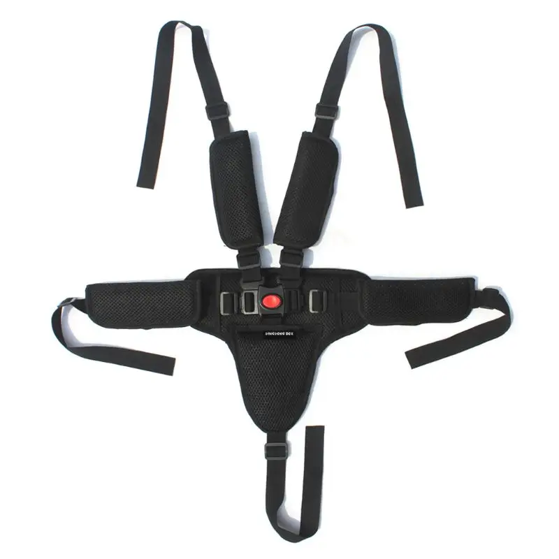 Детский стульчик безопасности ремень Универсальный 5 точечный ремень безопасности для коляски - Цвет: Черный