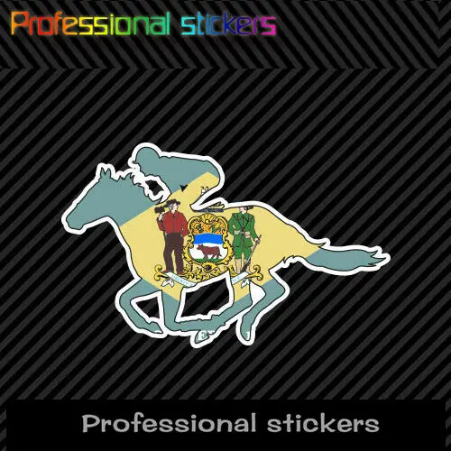 

Delaware DE Racing Horse State Flag Sticker Die Cut Vinyl Jockey Equestrian Race PVC Waterproof Stickers