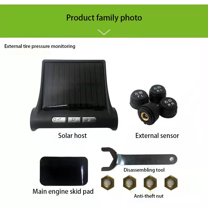 USB или солнечное зарядное устройство TPMS система контроля давления в шинах hd цифровой ЖК-дисплей Автоматическая сигнализация Инструмент беспроводной 4 внешних датчика