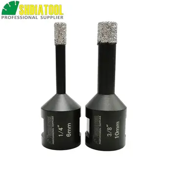 

SHDIATOOL 2pcs/set 5/8-11 Thread Dia 1/4" & 3/8" (6+10MM) Vacuum Brazed Diamond Dry Drilling Bits Core Bits Tile Marbel Hole Saw