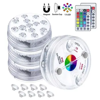 

Waterproof 13 LED Underwater Tea Lights with Suction Cup and Remote Pond Fountain Swimming Pool Decoration Submersible