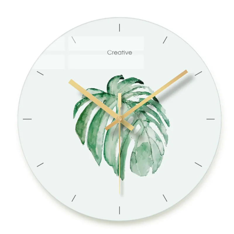 

Northern European-Style Green Vegetation Simple Clock Circle Bedroom Living Room Restaurant Glorious Creative Wall Clock Mute Pa