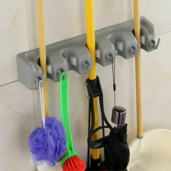 

Punch-free Position Wall Mounted Mop Holder Brush Hanger Plastic Brush Broom Hanger Storage Rack Kitchen Organizer WJB411