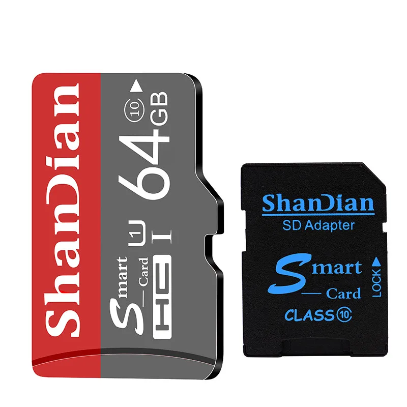 SHANDIAN Smast SD карта 32 гб высокая скорость класс 10 16 Гб/64 ГБ реальная емкость 128 ГБ мини SD карта памяти TF карта для смартфона - Емкость: 64 ГБ