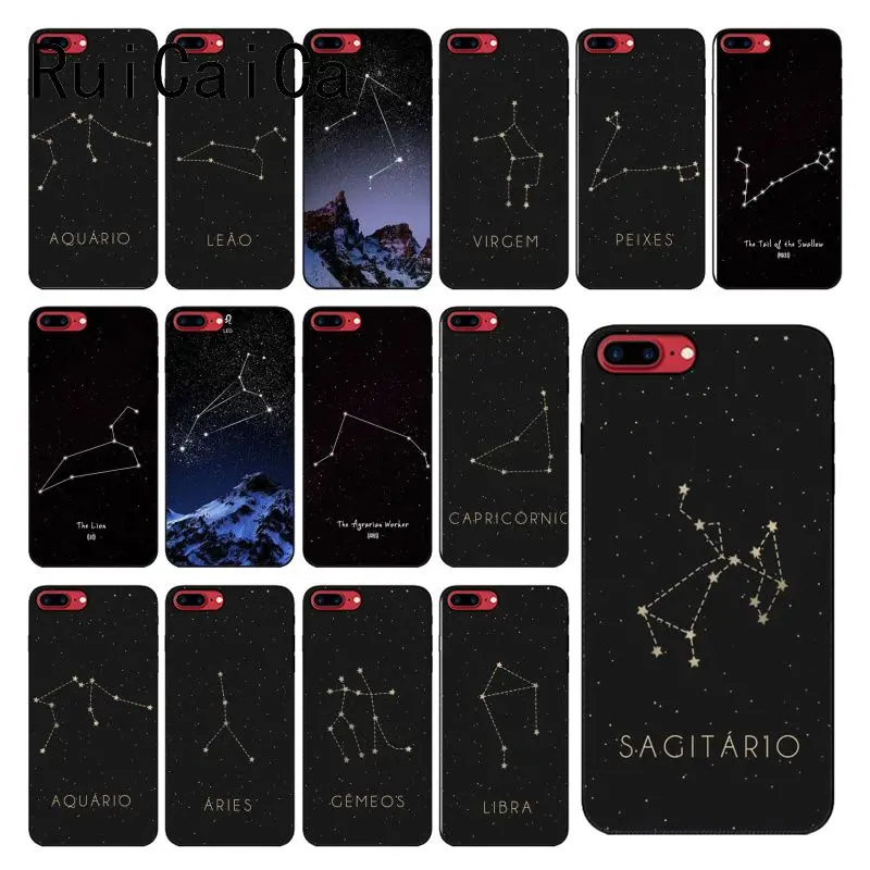 

RuiCaiCa 12 constellations zodiac signs DIY Painted Phone Case for iPhone 5 5Sx 6 7 7plus 8 8Plus X XS MAX XR 10 Case