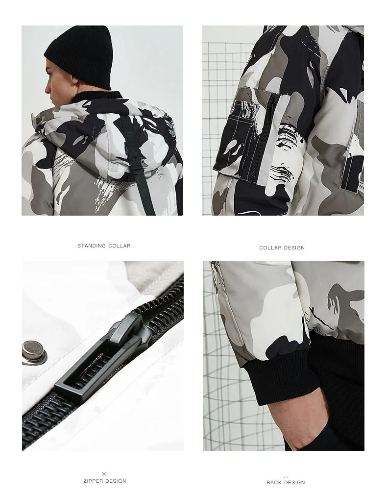 Men Down Jacket Thickened Fashion Winter Jacket Men Hooded Windbreaker White Duck Coat Male Outwear Youth Casual Coat