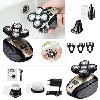 

5 in 1 4D Rechargeable Electric Shaver Five Floating Heads Razors Hair Clipper Nose Ear Hair Trimmer Men Facial Cleansing Brush