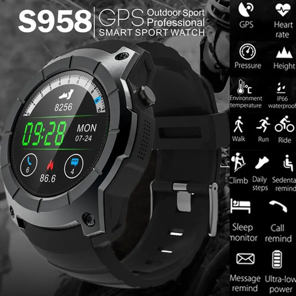 

Micro USB Intelligent GPS Watch for Android, IOS Smart Wristwatch Sports Wrist for Health Monitoring Remote self-timer