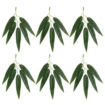 

50pcs Simulated Bamboo Leaves Bamboo Branches Fake Branches Household Decorations Adornment for Home Office Restaurant (Dark Gre
