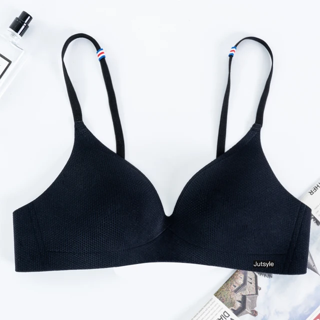 Seamless Bra Wire Free Brassieres Soft Push Up Intimate Women's Underwear Sexy Bralette Striped Shoulder Strap Womens Lingerie Black bra