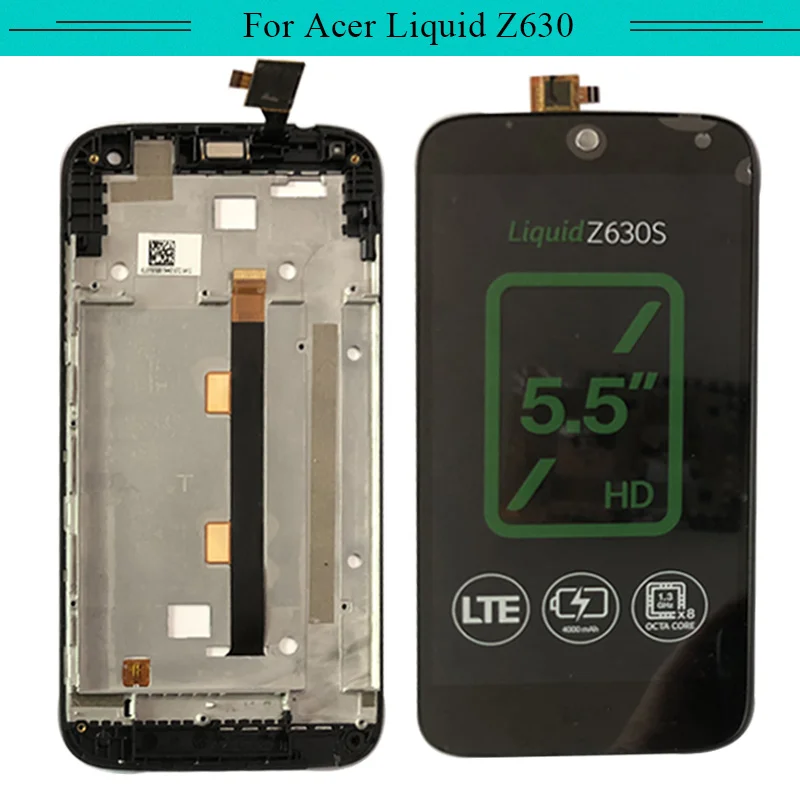 

1pc For Acer Liquid Z630 Z630s Full LCD Display Assembly with Touch Screen Glass Digitizer with frame Free Shipping