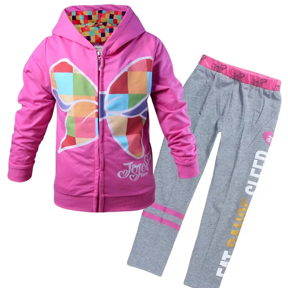 rose gray set Spring Autumn Girl Clothes Set Baby Kids Hoodie+ Pants 2pcs Jojo Siwa Children Coat Sweatshirt Tracksuit Sports Suit Outfit - Цвет: rose gray set