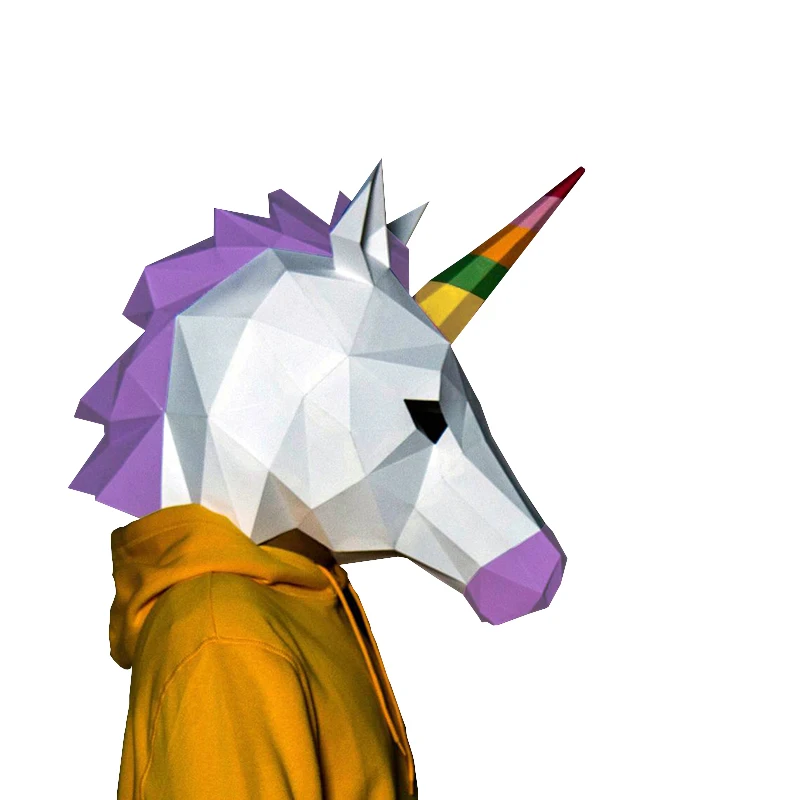 Maschera Cosplay 3D Papercraft Paper Adult Maskking Unicorn Halloween Horror Masque Visage Costume Per Le Donne Giocattoli Fai Da Te Art Party