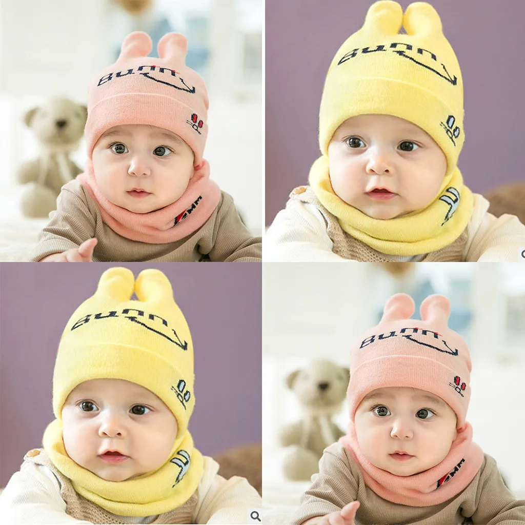 

2Pcs/Set Baby Children Hat Scarf Cute Newborn Kids 2019 Winter Boy Girl Pom Hat Keep Warm Knit Crochet Beanie Cap Scarf Set
